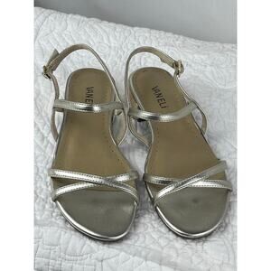 Vaneli Women's Gold Strap Flat Summer Slip On Heel Sandals - Size 8